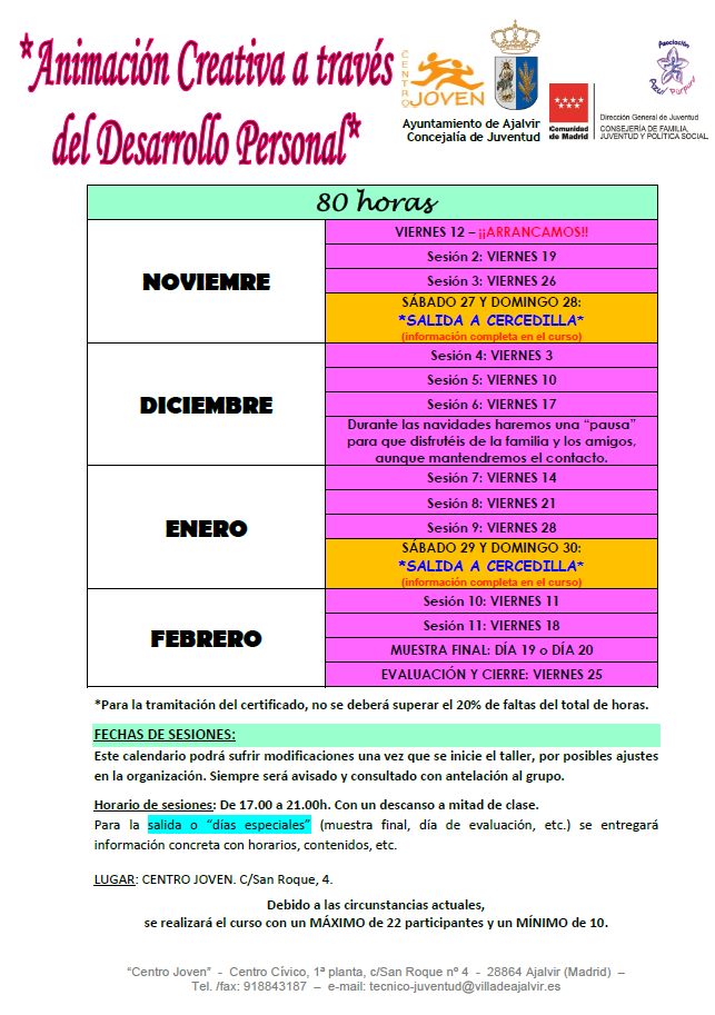 CALENDARIO ANIMACIÓN 2021 2022