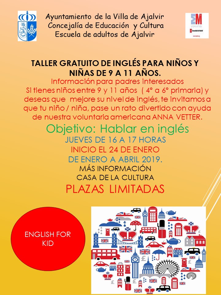 Cartel Taller Ingles ninos