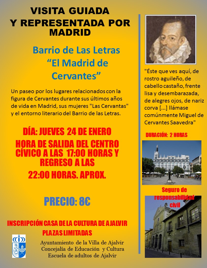Cartel Visita guiada Barrio de las Letras. Enero 2019