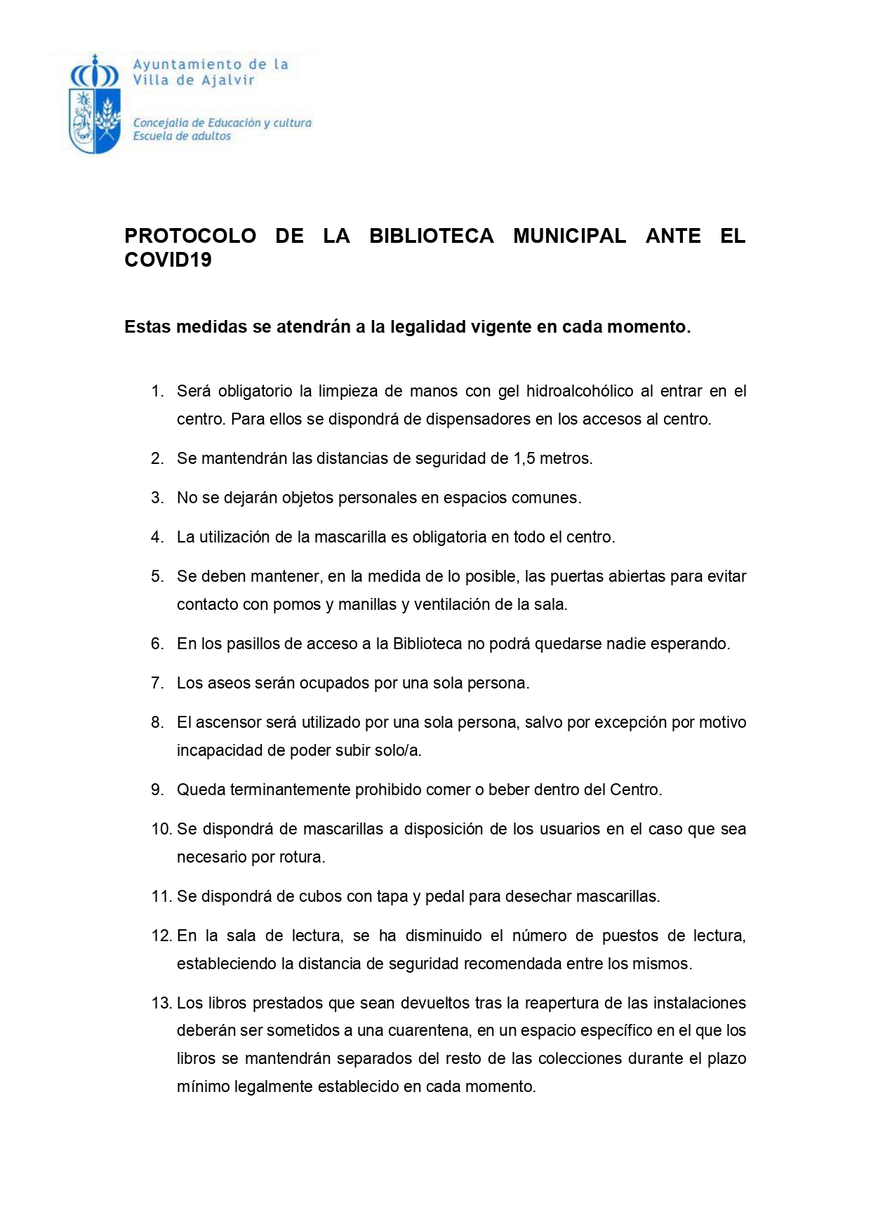 PROTOCOLO DE LA BIBLIOTECA MUNICIPAL ANTE EL COVID19 page 0001