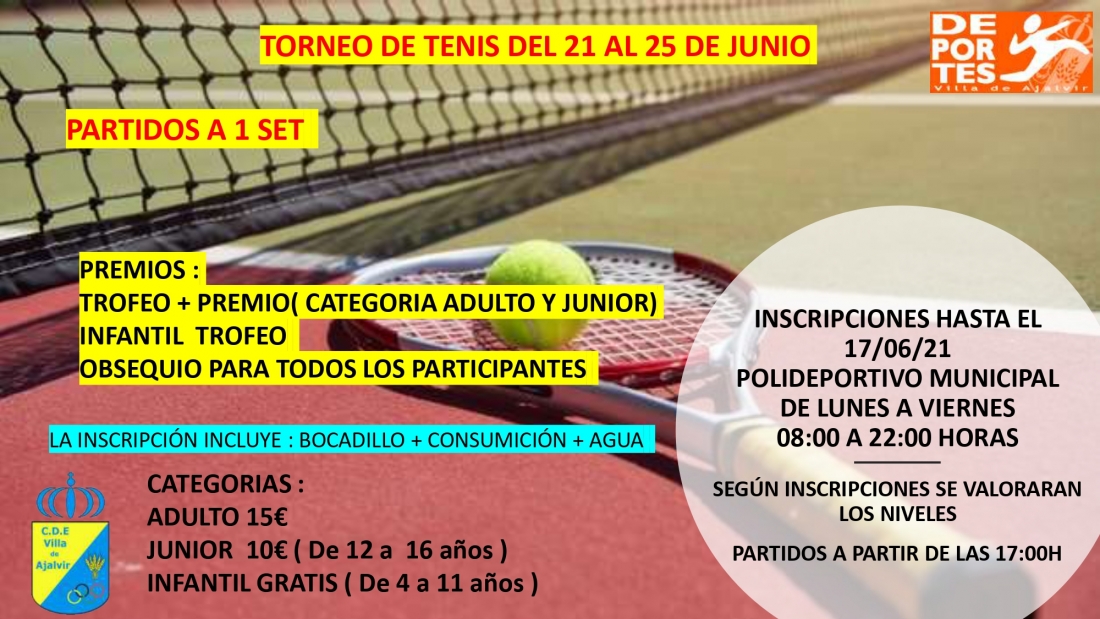 TORNEO DE TENIS DEL 21 AL 25 DE JUNIO