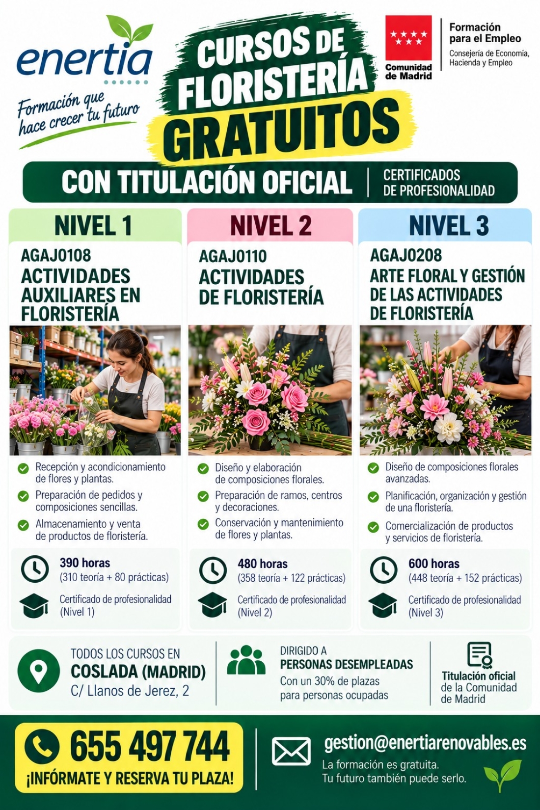 CURSOS GRATUITOS DE FLORISTERÍA CON TITULACIÓN OFICIAL