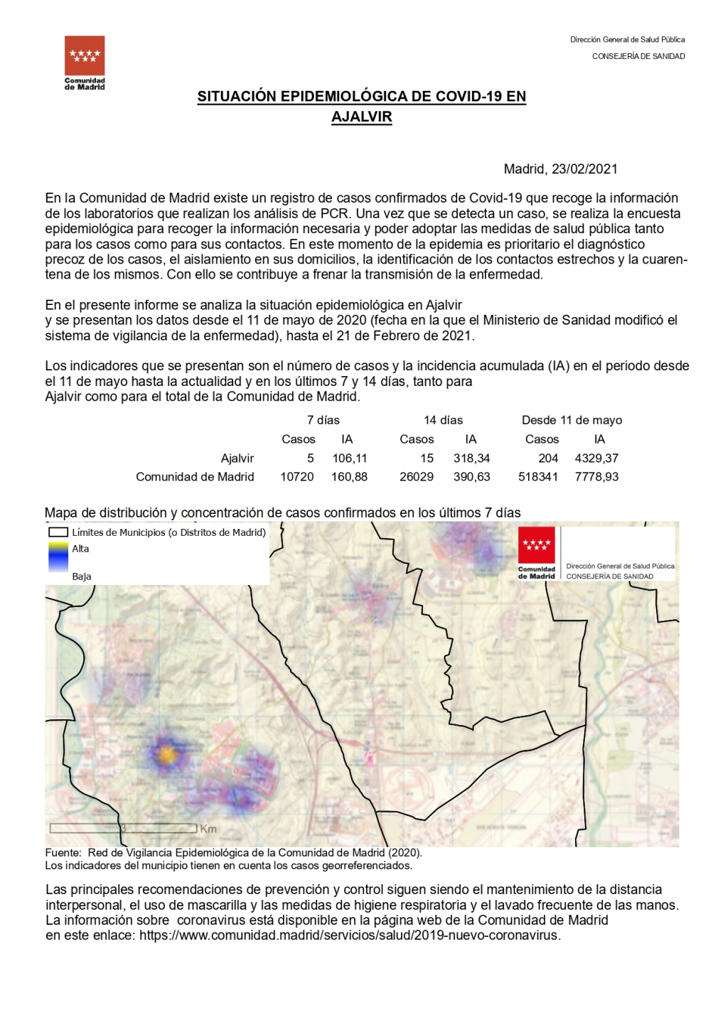 INFORME EPIDEMIOLOGICO A 23 DE FEBRERO 2021