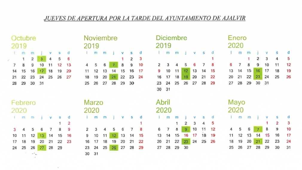 HORARIO TARDES AYUNTAMIENTO