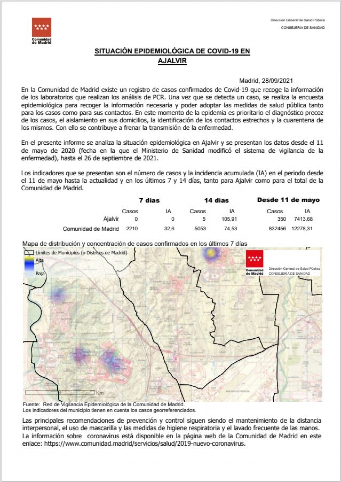 INFORME DE SITUACIÓN EPIDEMIOLÓGICA DE COVID-19  A 28 DE SEPTIEMBRE 2021