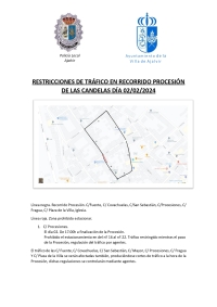 RESTRICCIONES DE TRÁFICO EN EL RECORRIDO DE LA PROCESIÓN DE NTRA.SRA DE LA CANDELARIA EL DIA 02/02/2024