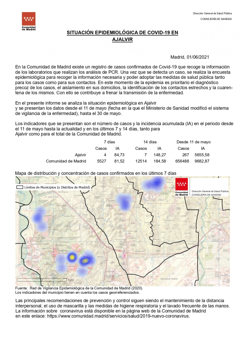 Informe de situación Epidemiológica a 1 de junio 2021