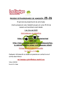 PROCESO EXTRAORDINARIO DE ADMISIÓN PARA EL CURSO 2025-2026.