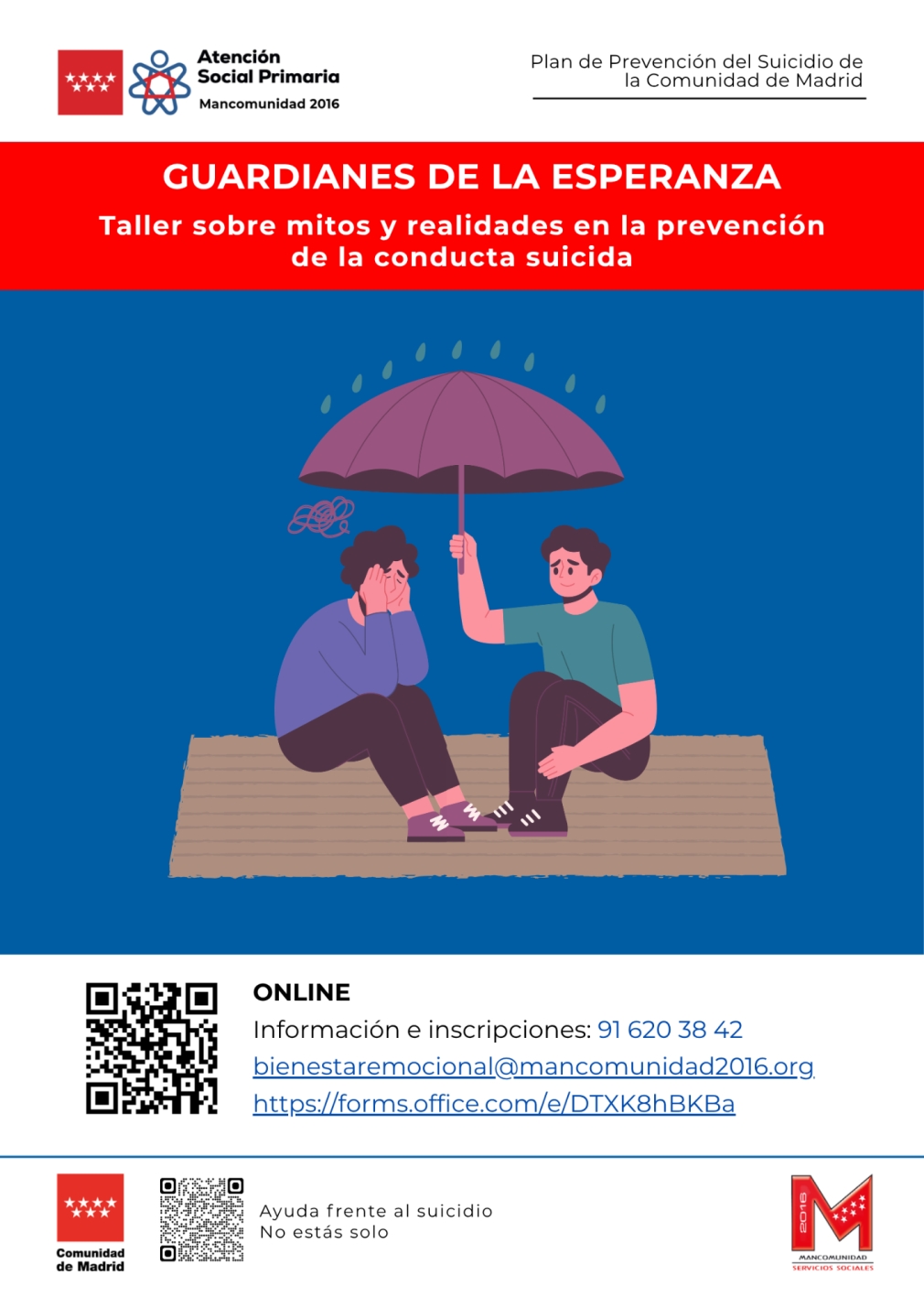 Taller online ‘Guardianes de la esperanza: mitos y realidades en la prevención de la conducta suicida’.