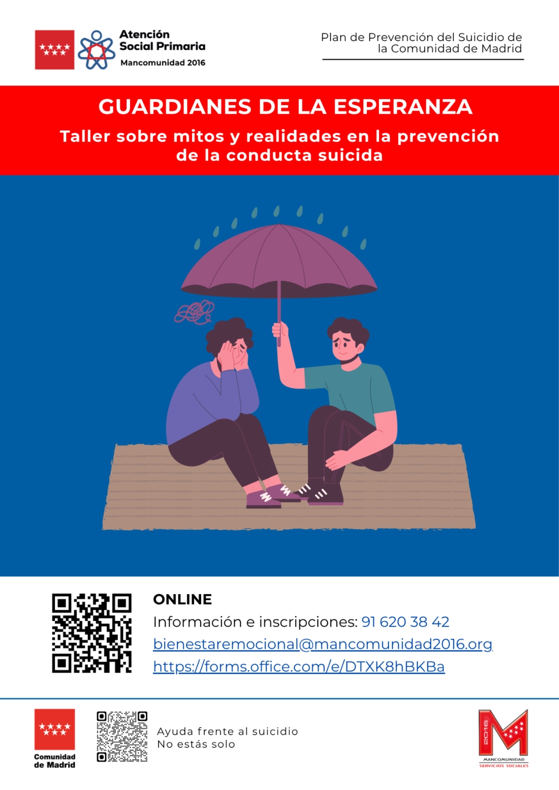 Taller online ‘Guardianes de la esperanza: mitos y realidades en la prevención de la conducta suicida’.