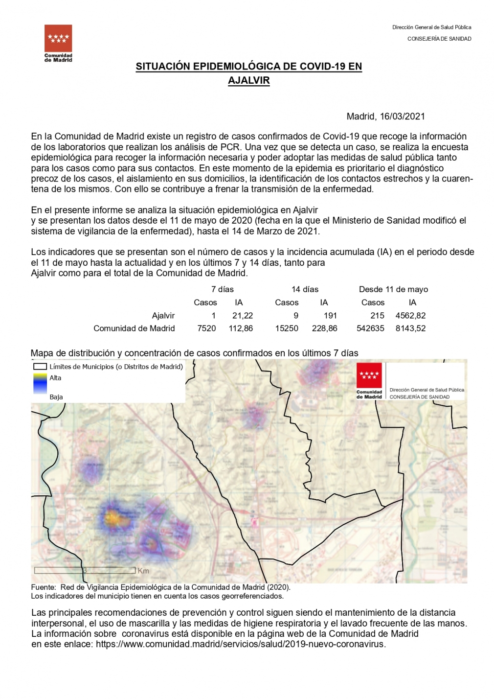 INFORME EPIDEMIOLÓGICO 16 DE MARZO 2021