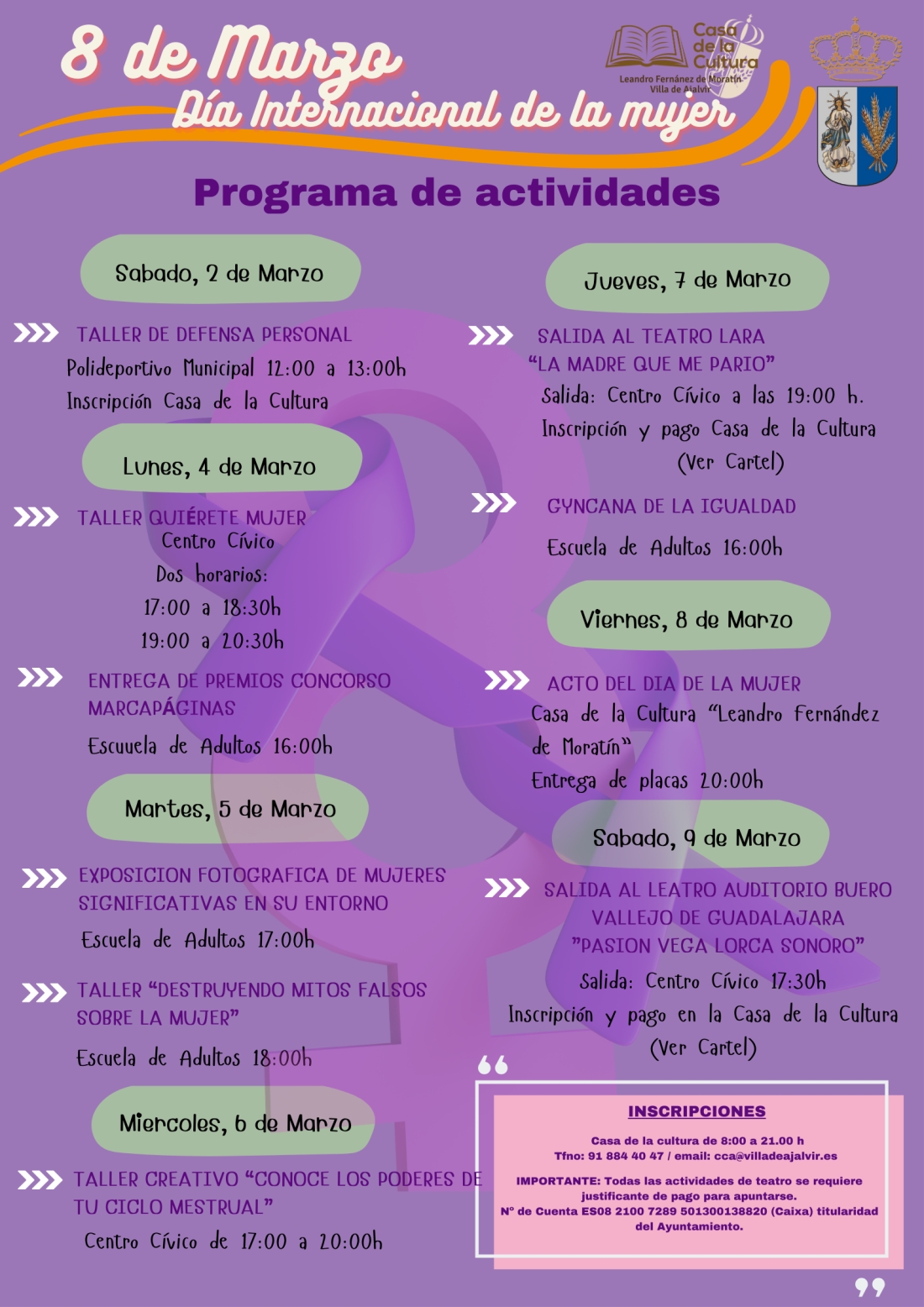 PROGRAMA DE ACTIVIDADES SEMANA DE LA MUJER