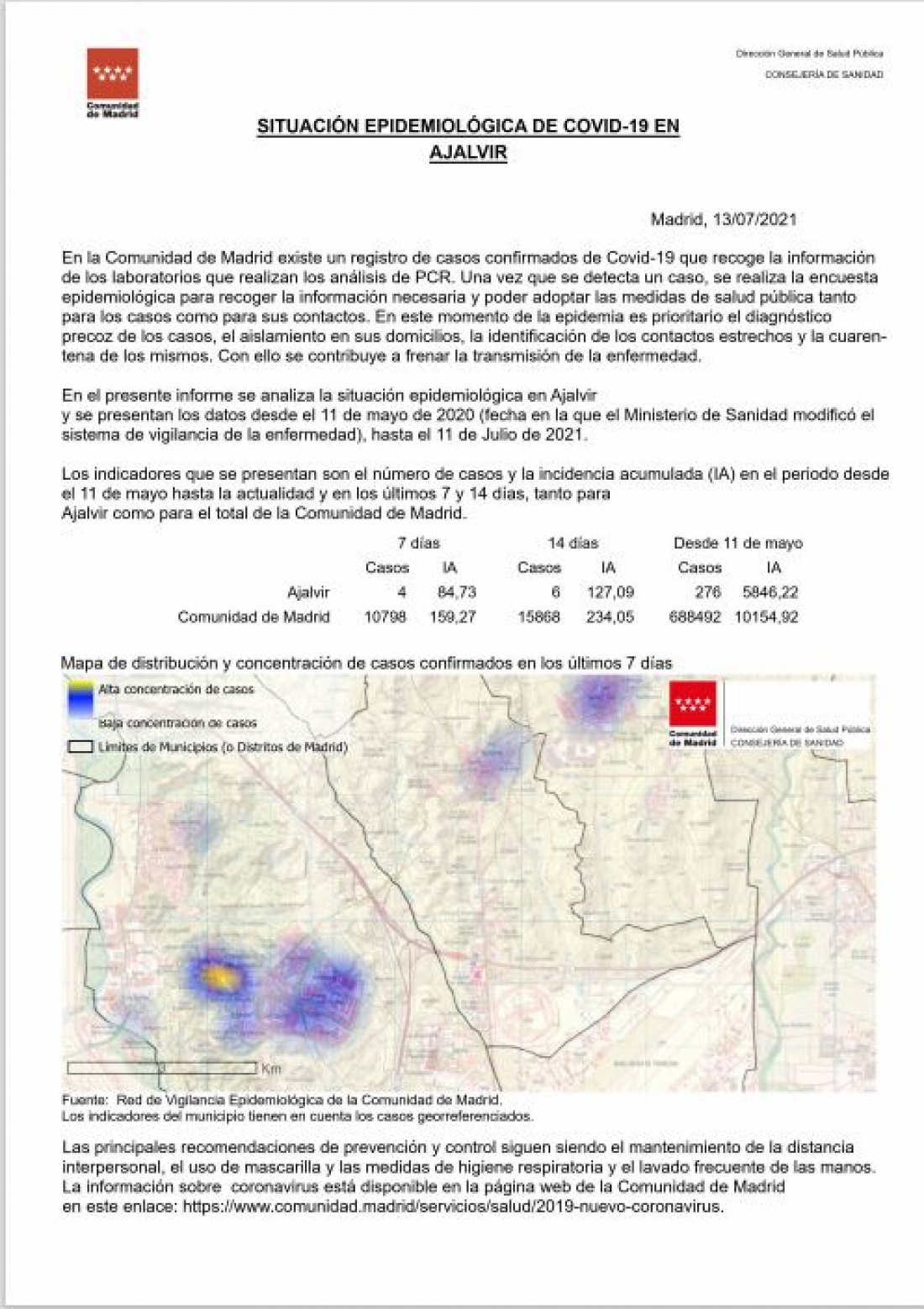 INFORME EPIDEMIOLÓGICO 13 DE JULIO 2021