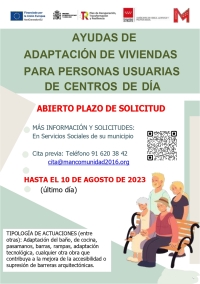 CONVOCATORIA PÚBLICA DE SUBVENCIONES 2023 CON DESTINO A ACTUACIONES DE ADAPTACIÓN DE VIVIENDAS DE PERSONAS USUARIAS DE CENTROS DE DÍA.