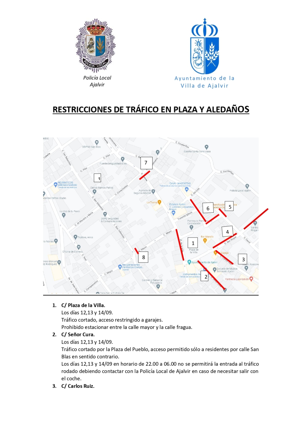 RESTRICCIONES DE TRÁFICO PLAZA DE LA VILLA