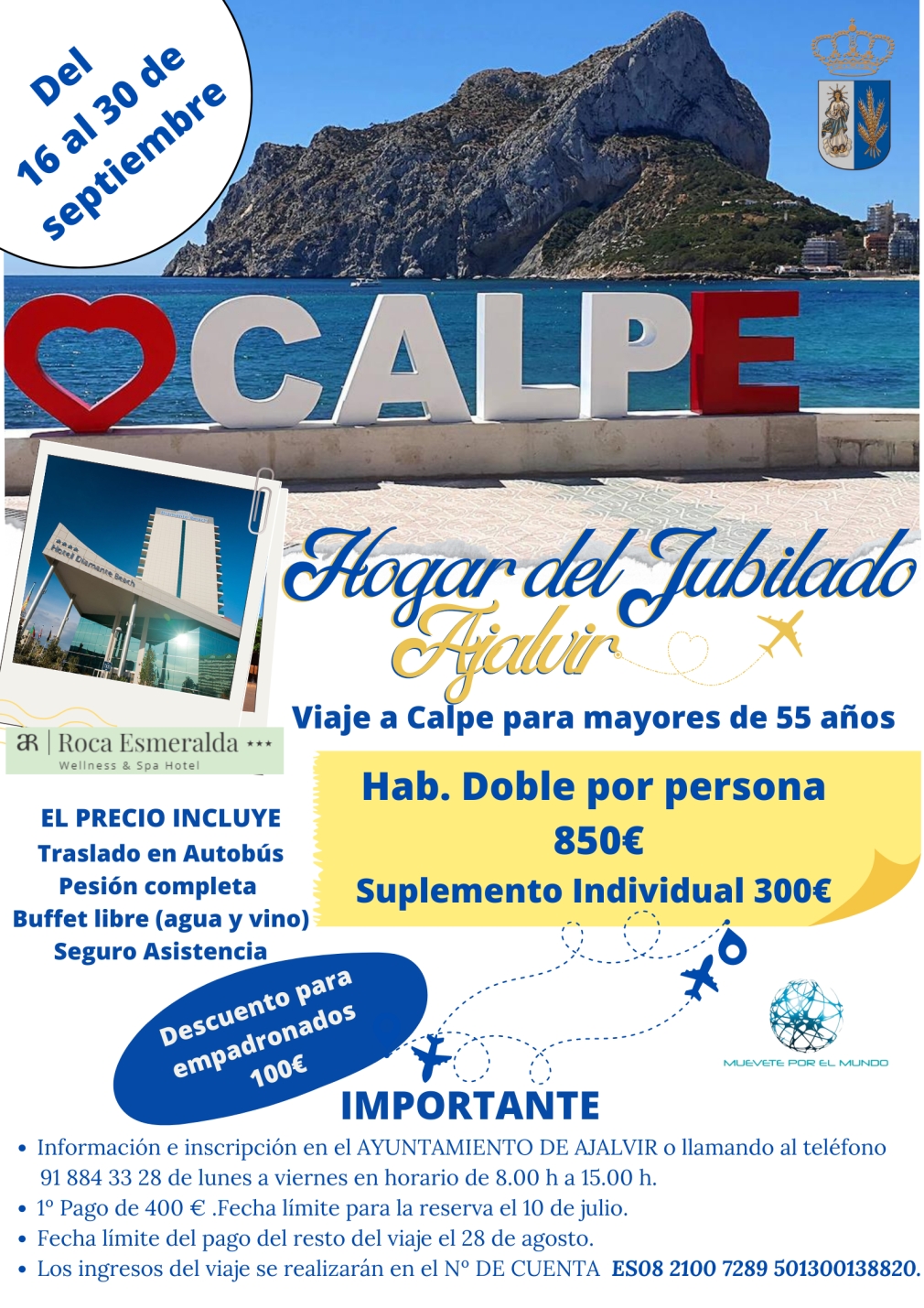 VIAJE A CALPE PARA MAYORES DE 55 AÑOS