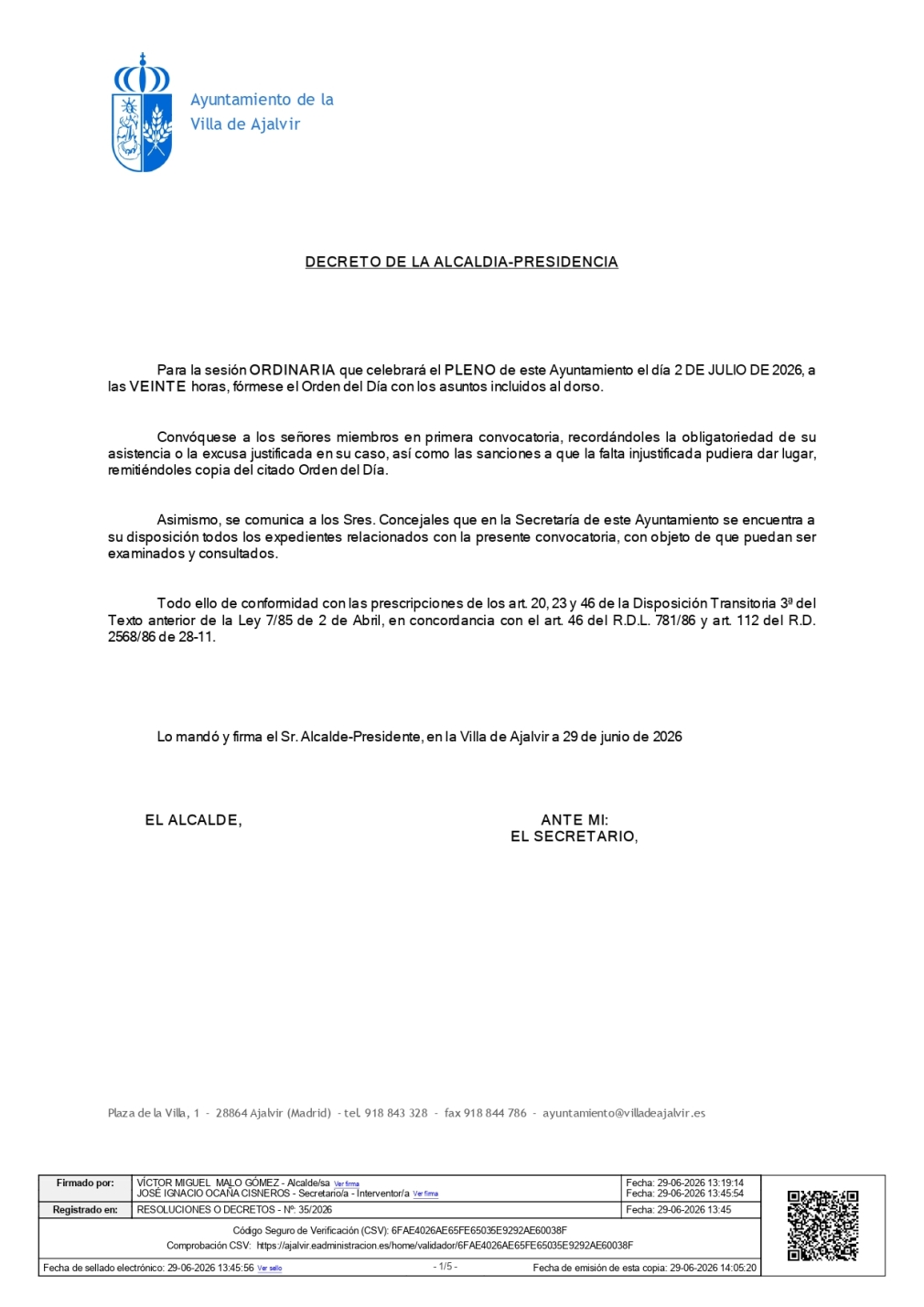 PLENO ORDINARIO