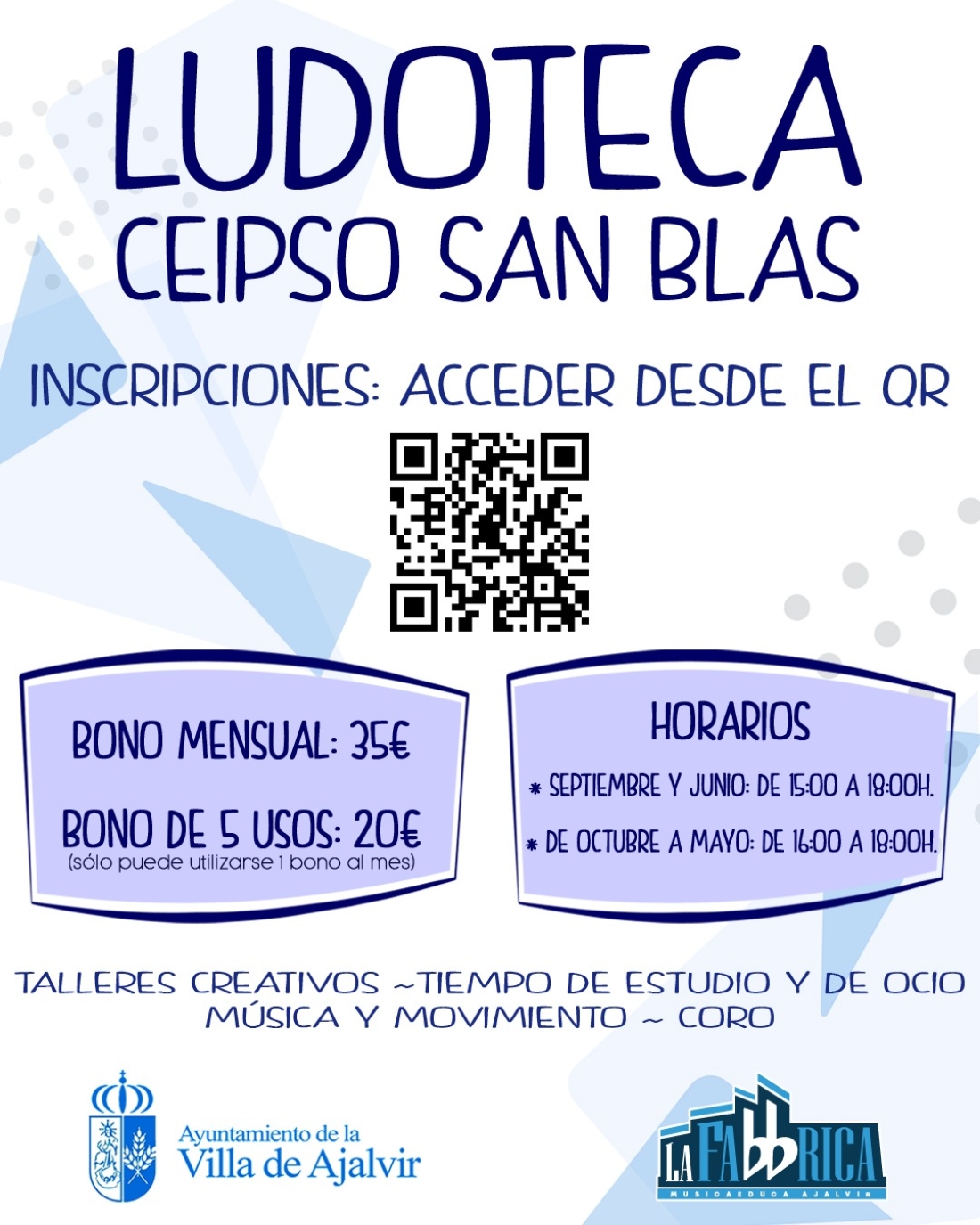 Abierto el plazo de inscripción para la Ludoteca del CEIPSO San Blas