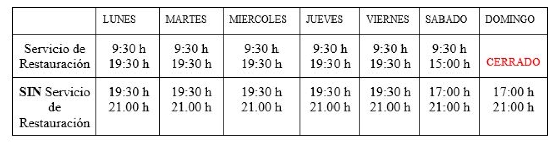 NUEVO HORARIO DEL HOGAR DEL JUBILADO