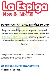 PROCESO DE ADMISIÓN CURSO 21-22