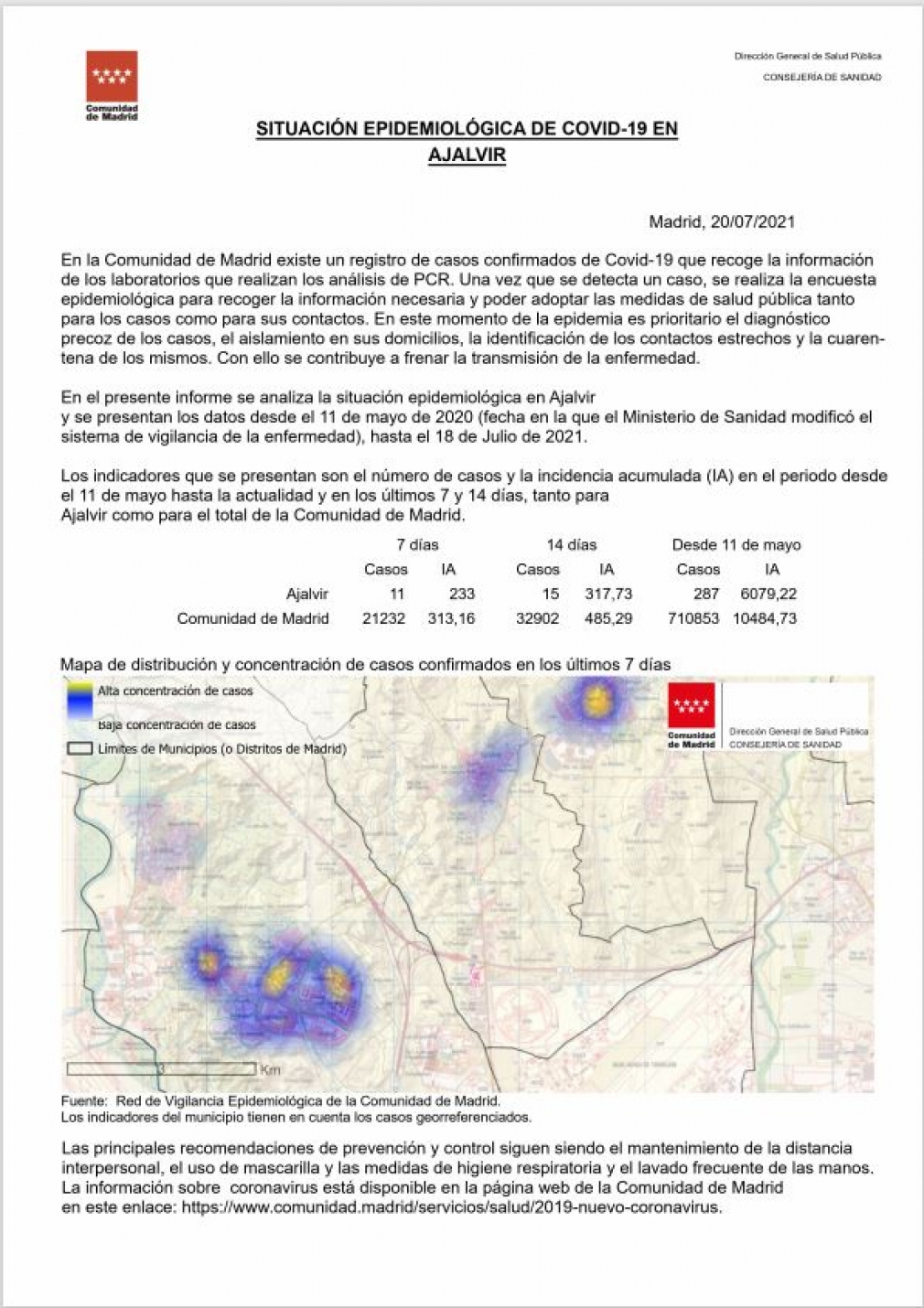 INFORME DE SITUACIÓN EPIDEMIOLÓGICA DE COVID-19 A 20 DE JULIO 2021