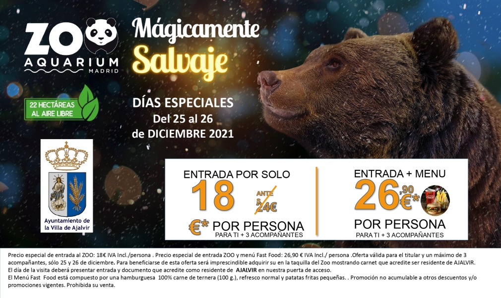 PRECIOS ESPECIALES PARA EL ZOO LOS DIAS 25 Y 26 DE DICIEMBRE