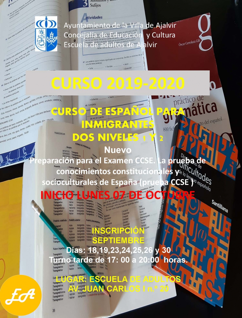 CURSO DE ESPAÑOL PARA INMIGRANTES DOS NIVELES (1 Y 2) - CURSOS 2019-2020