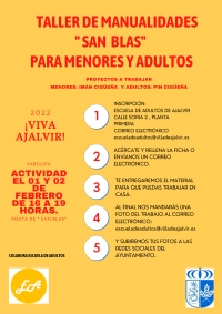 TALLER DE MANUALIDADES &quot;SAN BLAS&quot; PARA MENORES Y MAYORES