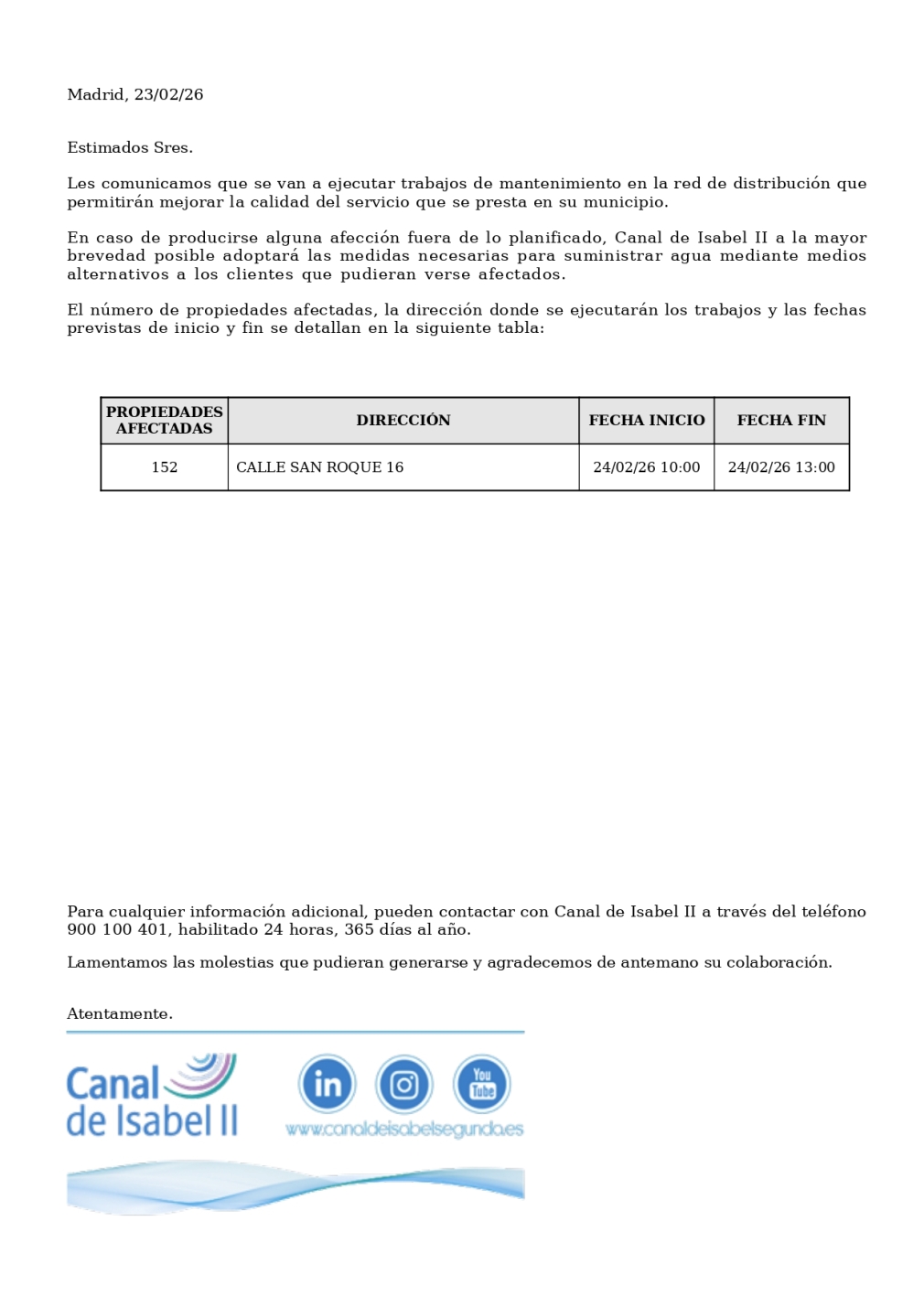 CORTE DE SUMINISTRO DE AGUA