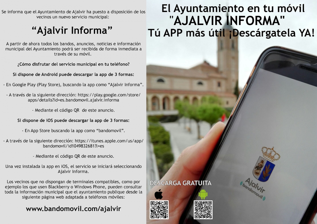 550 vecinos disfrutan ya de las ventajas y contenidos de la App &quot;Ajalvir informa&quot; en sus móviles y tablets