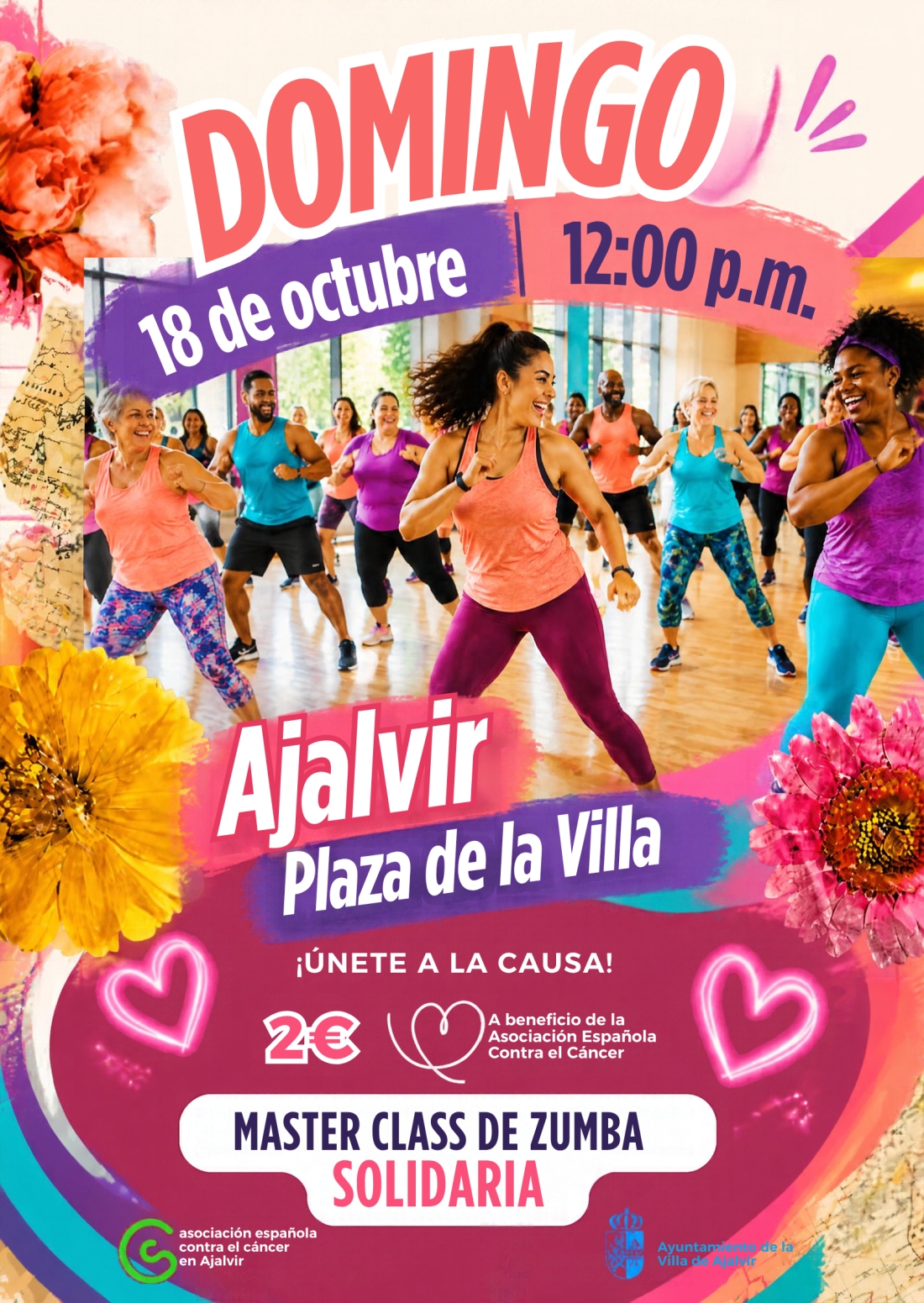 Master Class de Zumba Solidaria en Ajalvir a beneficio de la Asociación Española Contra el Cáncer