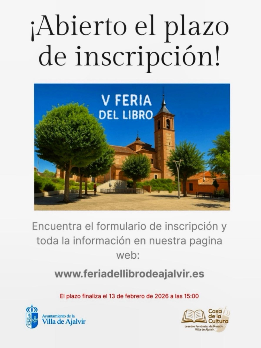 ABIERTO EL PLAZO DE INSCRIPCIÓN PARA LA V FERIA DEL LIBRO DE AJALVIR