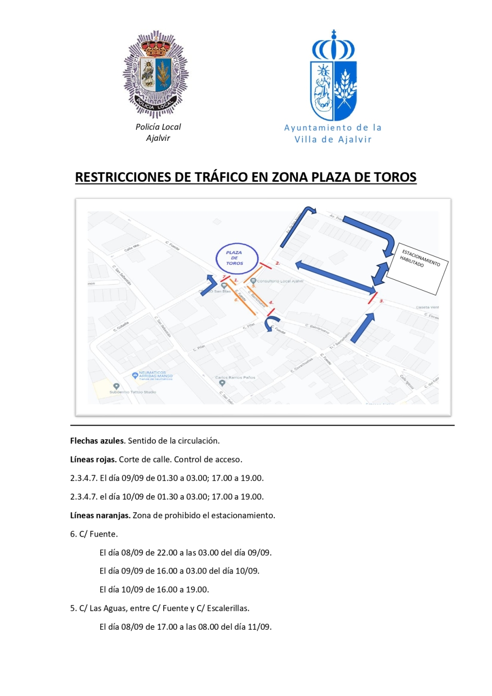 RESTRICCIONES DE TRÁFICO EN LA ZONA DE LA PLAZA DE TOROS