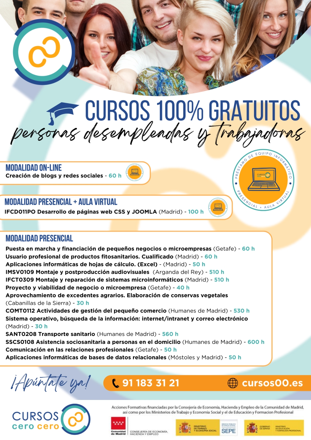 CURSOS 100% GRATUITOS PARA TRABAJADORES Y DESEMPLEADOS