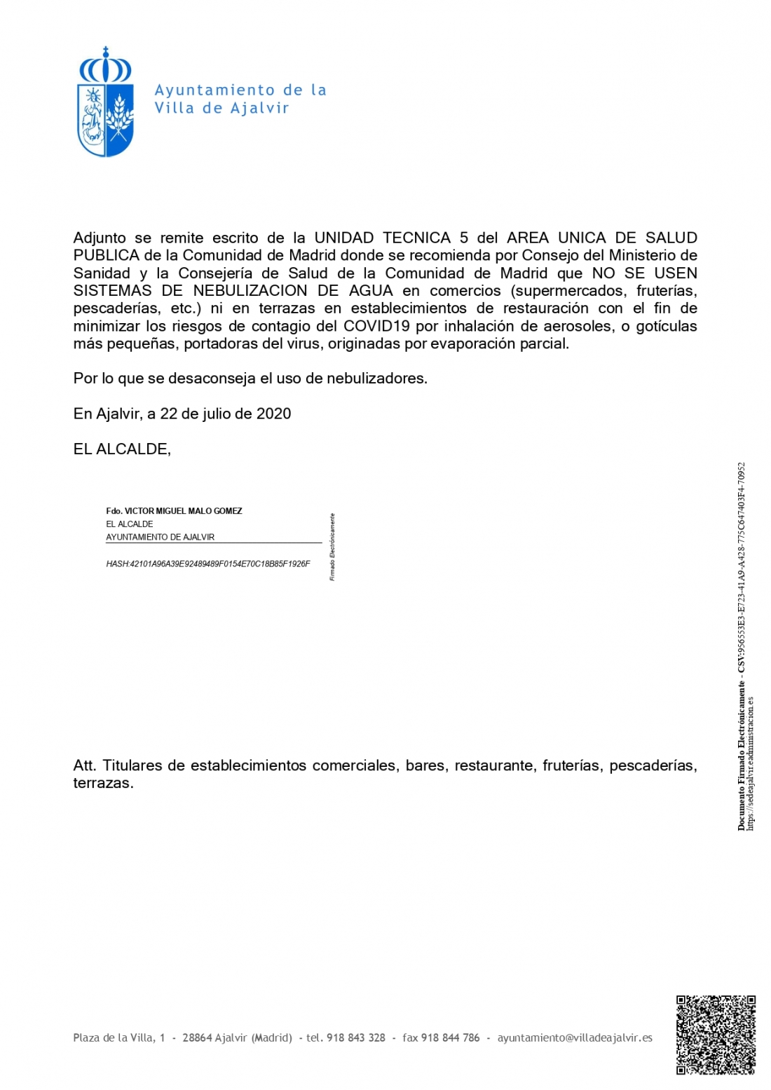 TITULARES DE ESTABLECIMIENTOS COMERCIALES, BARES, RESTAURANTES, FRUTERIAS PESCADERIAS Y TERRAZAS