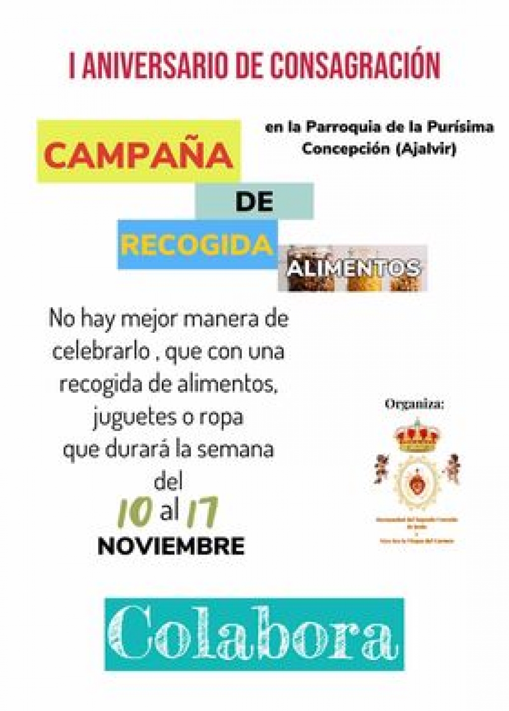 CAMPAÑA DE RECOGIDA DE ALIMENTOS , JUGUETES Y ROPA