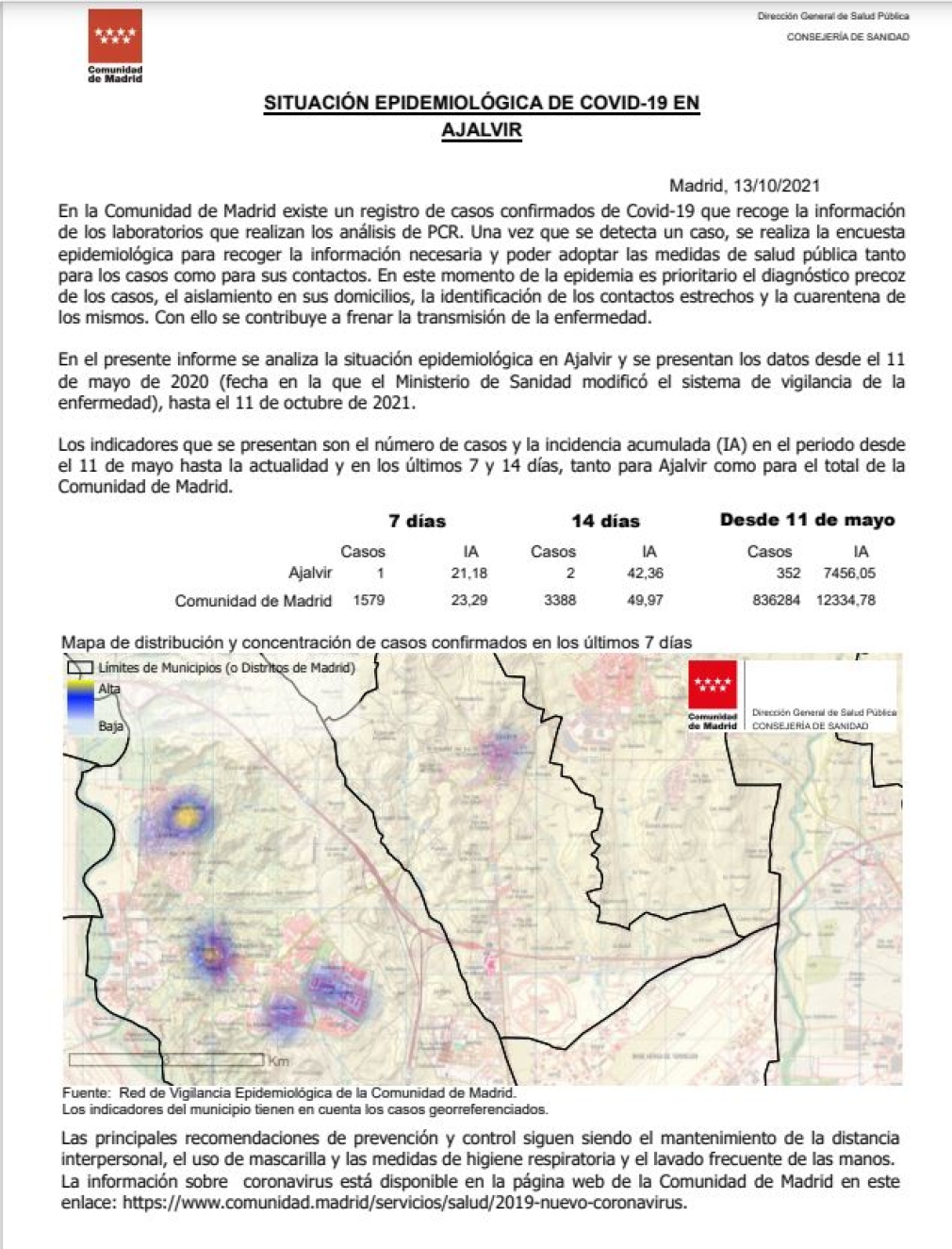 INFORME EPIDEMIOLÓGICO A 13 DE OCTUBRE DEL 2021