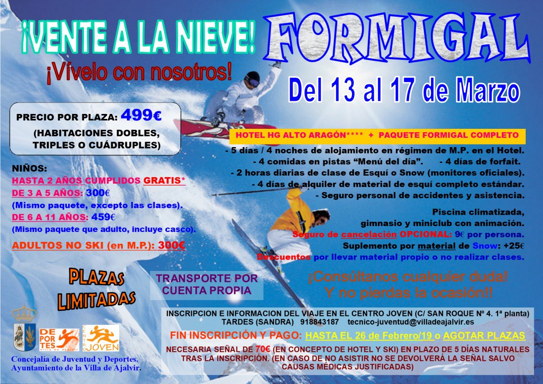 Viaje a la nieve a Formigal del 13 al 17 de Marzo