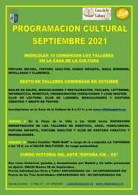 PROGRAMACIÓN CULTURAL SEPTIEMBRE 2021