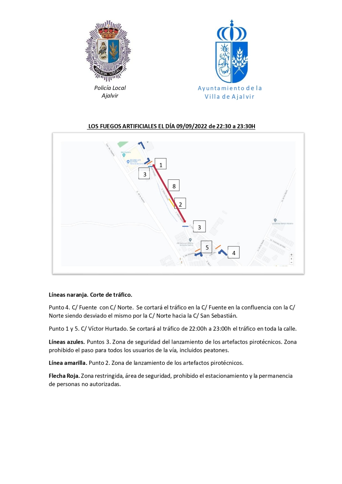 RESTRICCIONES DE TRÁFICO POR FUEGOS ARTIFICIALES 09/09/22