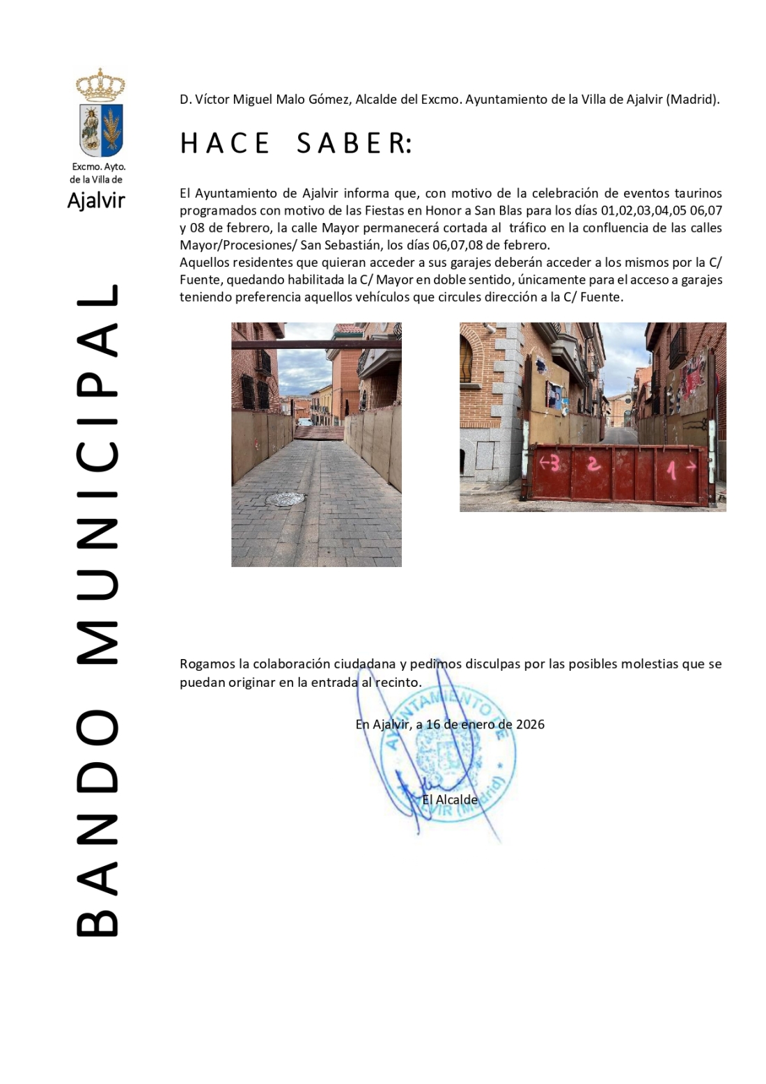 RESTRICCIONES AL TRÁFICO EN LA C/.MAYOR