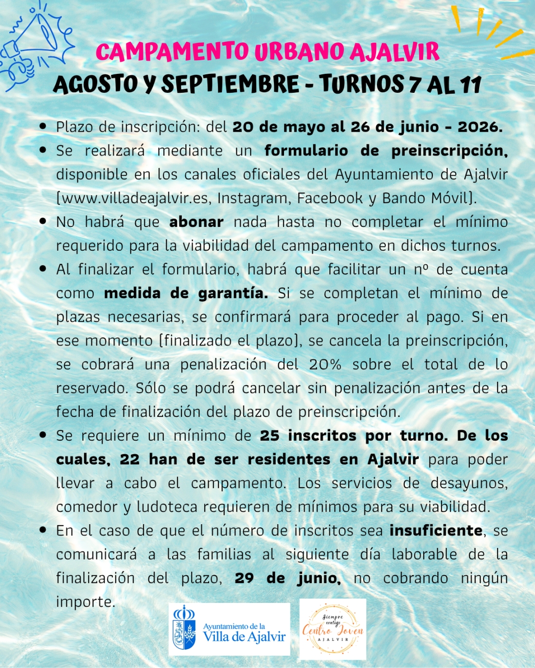 PREINSCRIPCIONES CAMPAMENTO URBANO - AGOSTO Y SEPTIEMBRE