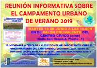 Reunión Informativa del Campamento Urbano de Verano. Martes 18 de Junio