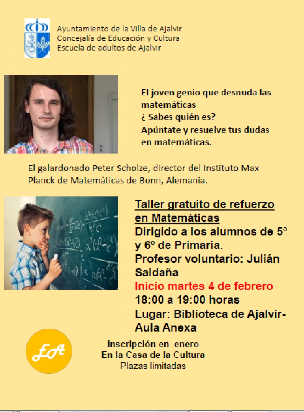 TALLER GRATUITO DE REFUERZO DE MATEMÁTICAS