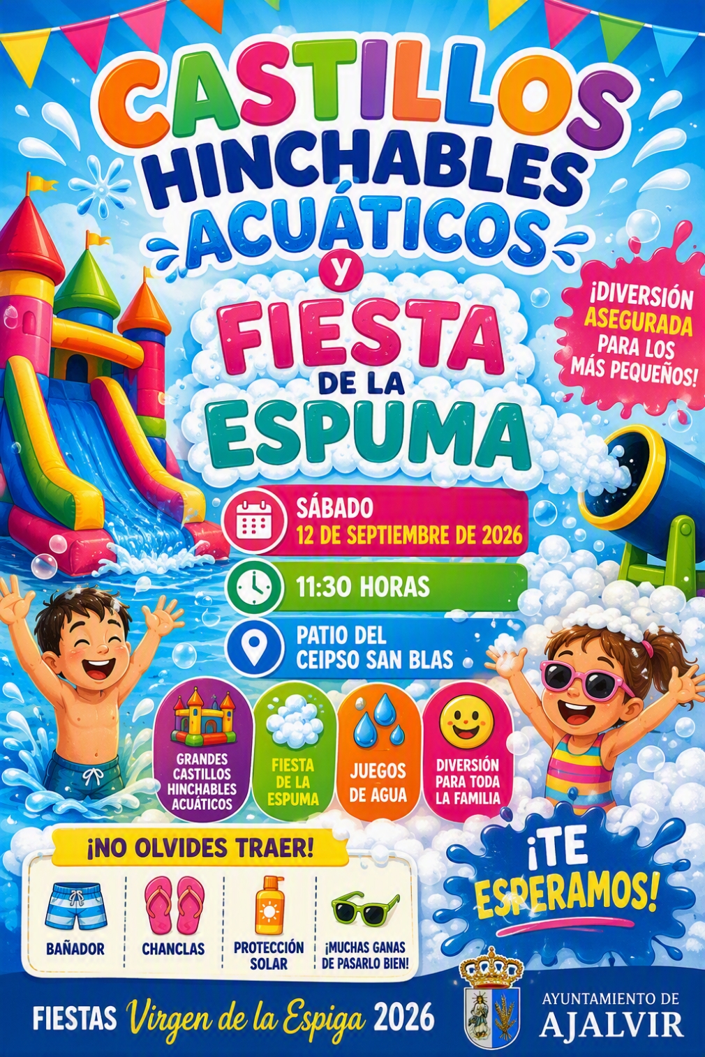CASTILLOS HINCHABLES Y FIESTA DE LA ESPUMA