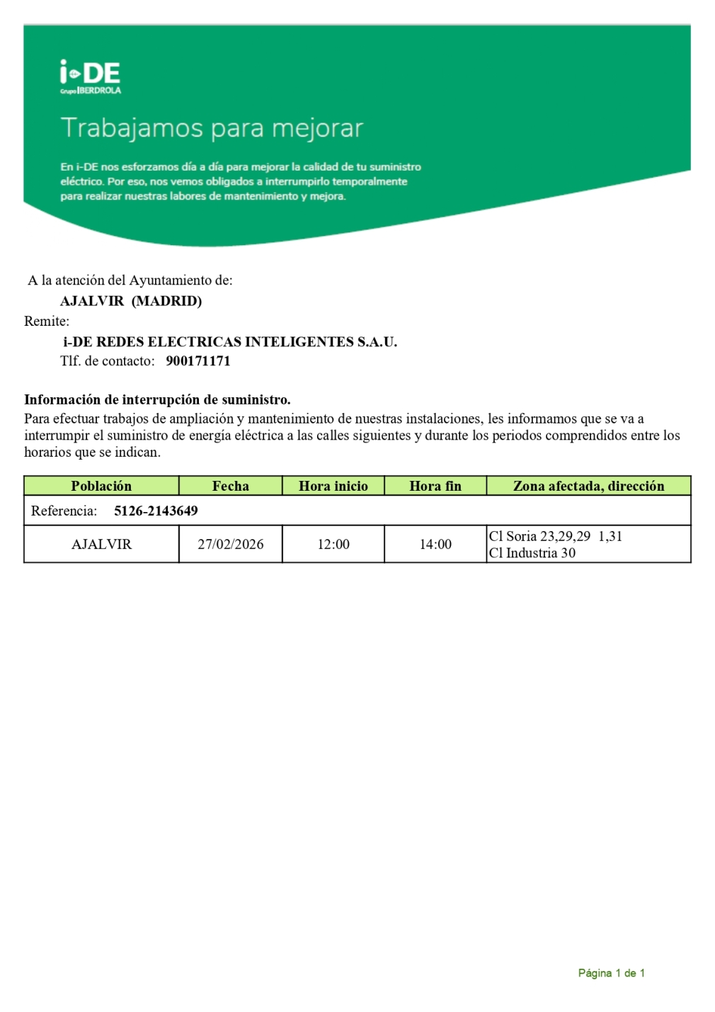 CORTE POR SUMINISTRO ELECTRICO