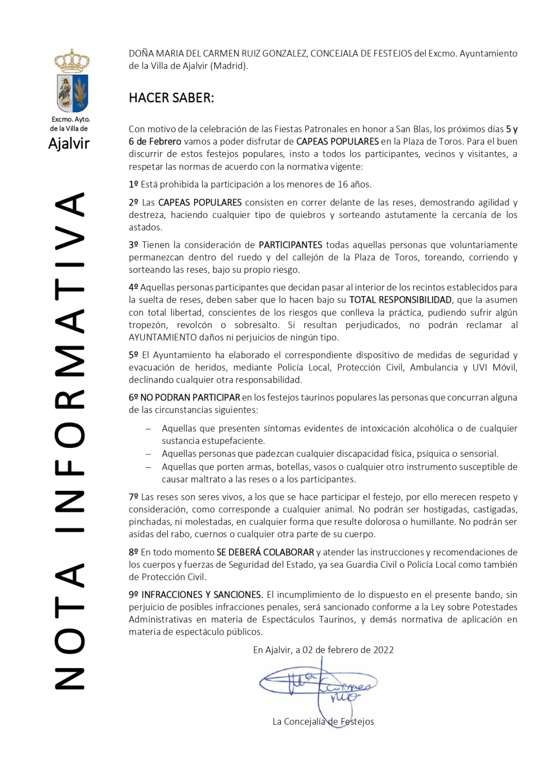 NORMAS DE SEGURIDAD PARA CAPEAS Y SUELTA DE RESES
