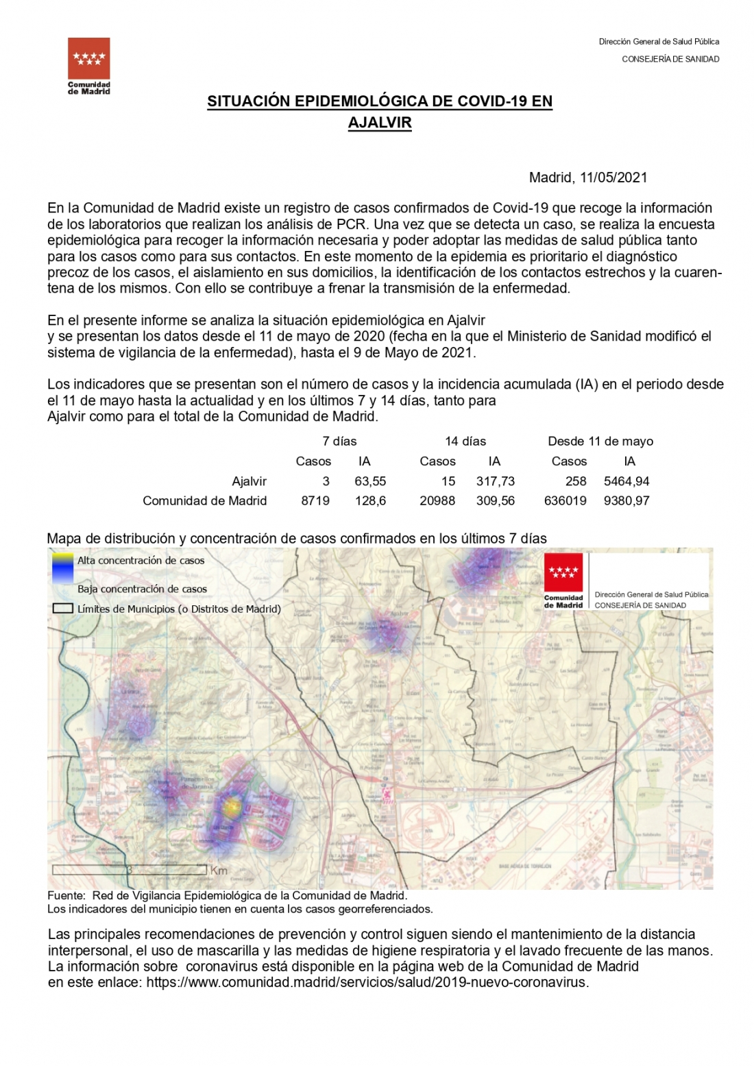 INFORME DE SITUACIÓN EPIDEMIOLÓGICA DE COVID-19 A 11 DE MAYO DEL 2021