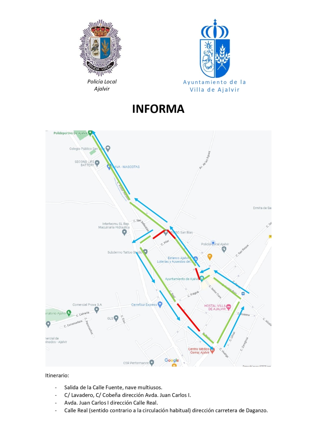 RECORRIDO CABALGATA DE REYES 2023