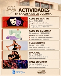 Abierto el plazo de inscripción para las actividades de la Casa de la Cultura. Temporada 2026/2027